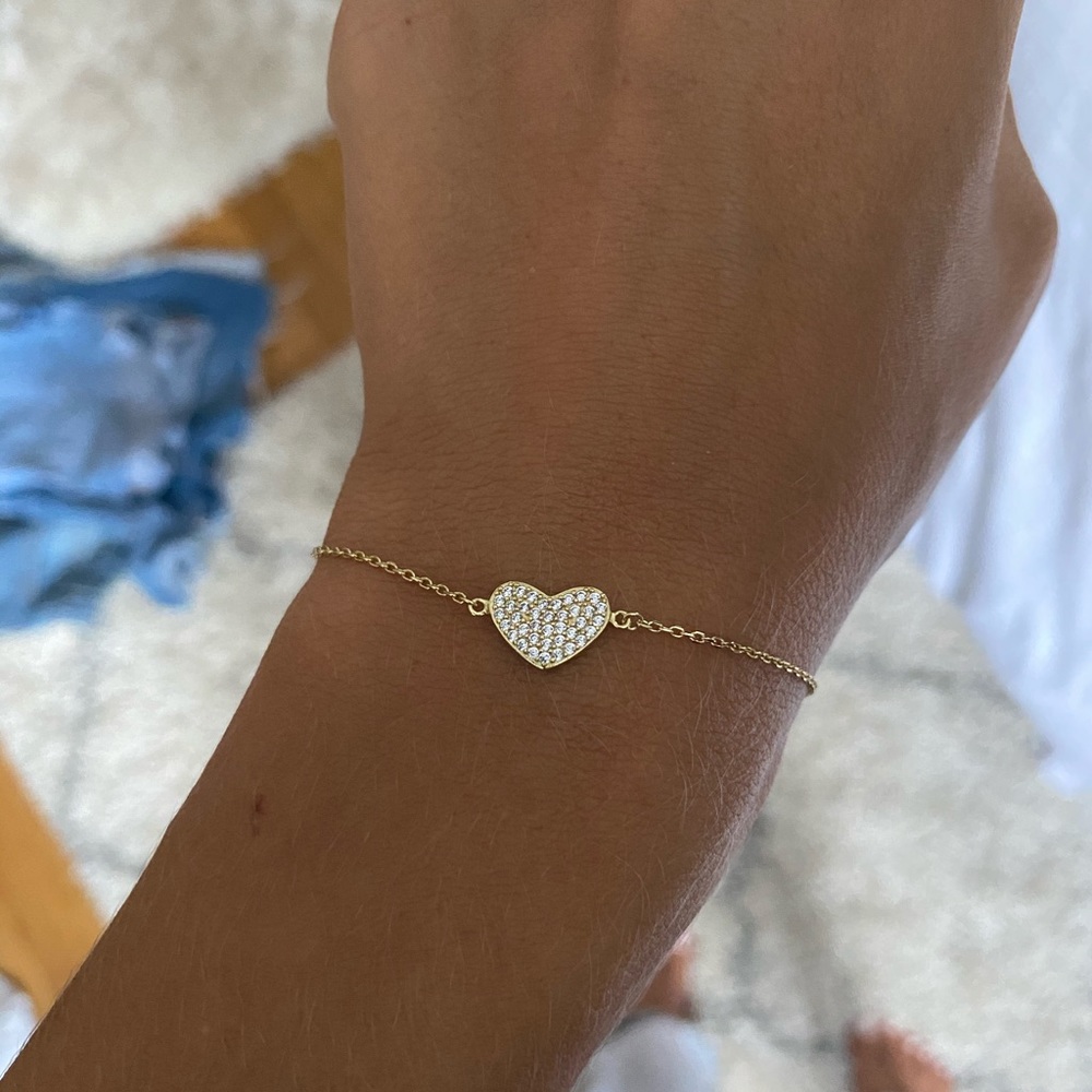 Gold Pave Heart Bracelet